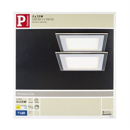 Paulmann 92706 - SETTI 2xLED/7,5W Himmennettävä riippuva kattovalaisin DECODICE 230V