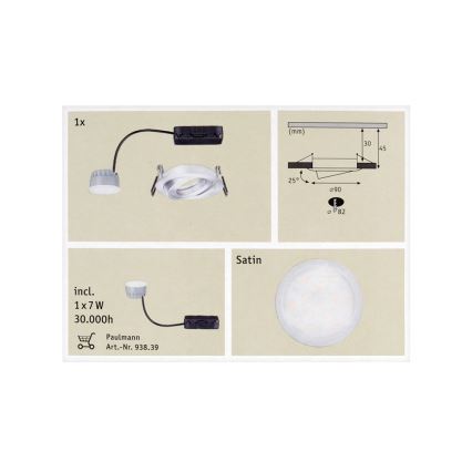Paulmann 92832 - LED/7W Himmennettävä kylpyhuoneen kattovalaisin COIN 230V