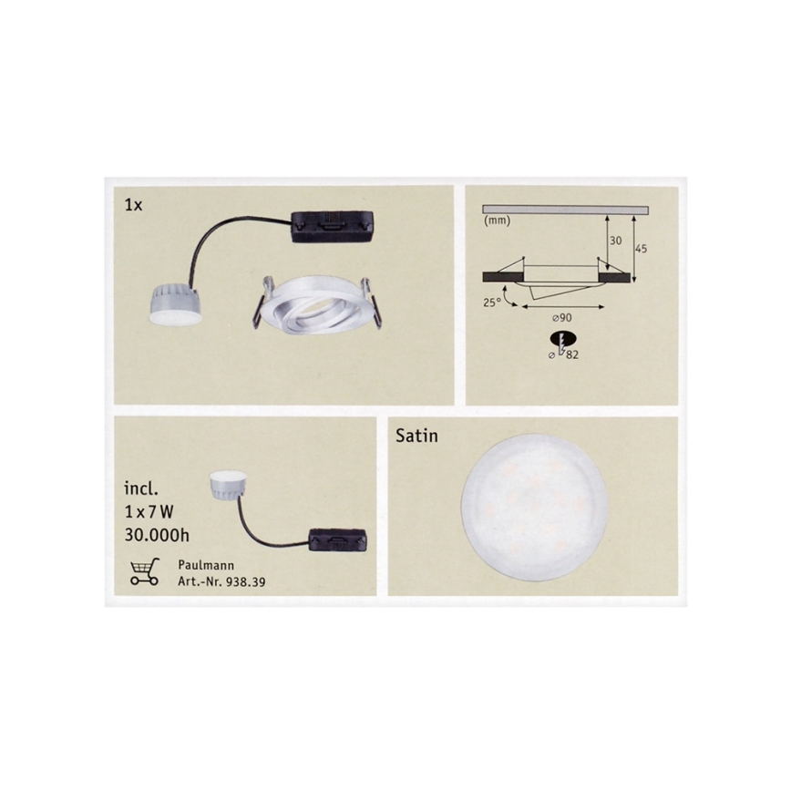 Paulmann 92832 - LED/7W Himmennettävä kylpyhuoneen kattovalaisin COIN 230V
