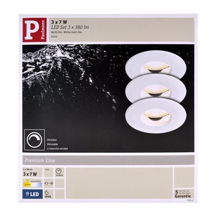 Paulmann 92847 - SETTI 3xLED/7W IP65 Himmennettävä kylpyhuoneen kattovalaisin COIN 230V
