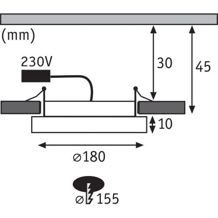 Paulmann 92935 - LED/12W IP44 Himennettävä kylpyhuoneen upotettava kattovalaisin AREO 230V halkaisija 18 cm mattakromi