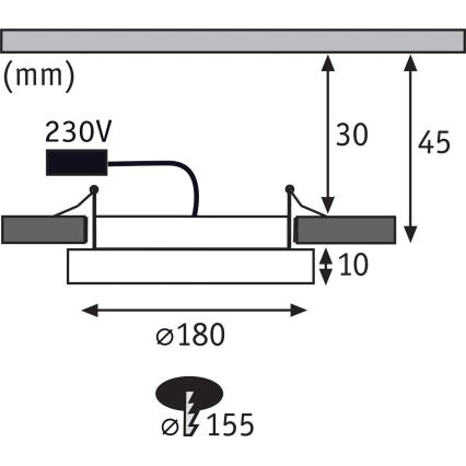 Paulmann 92946 - AREO upotettava kylpyhuonevalaisin LED/11W IP23 230V Ø 18 cm mattakromi
