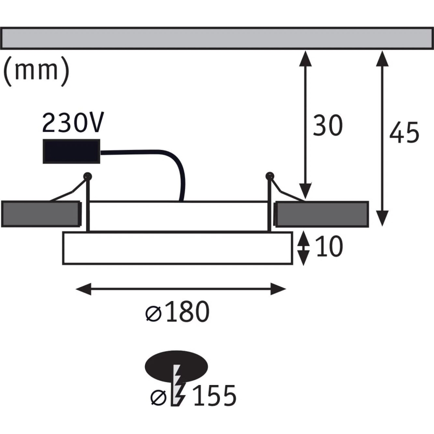 Paulmann 92946 - AREO upotettava kylpyhuonevalaisin LED/11W IP23 230V Ø 18 cm mattakromi