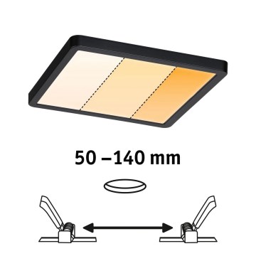 Paulmann 93101 - LED/13W IP44 AREO alakattoon asennettava kylpyhuoneen alasvalo 230V 2000/3000/4000K 17,5x17,5 cm musta