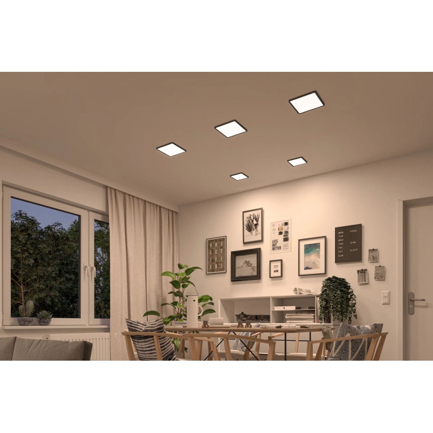 Paulmann 93101 - LED/13W IP44 AREO alakattoon asennettava kylpyhuoneen alasvalo 230V 2000/3000/4000K 17,5x17,5 cm musta