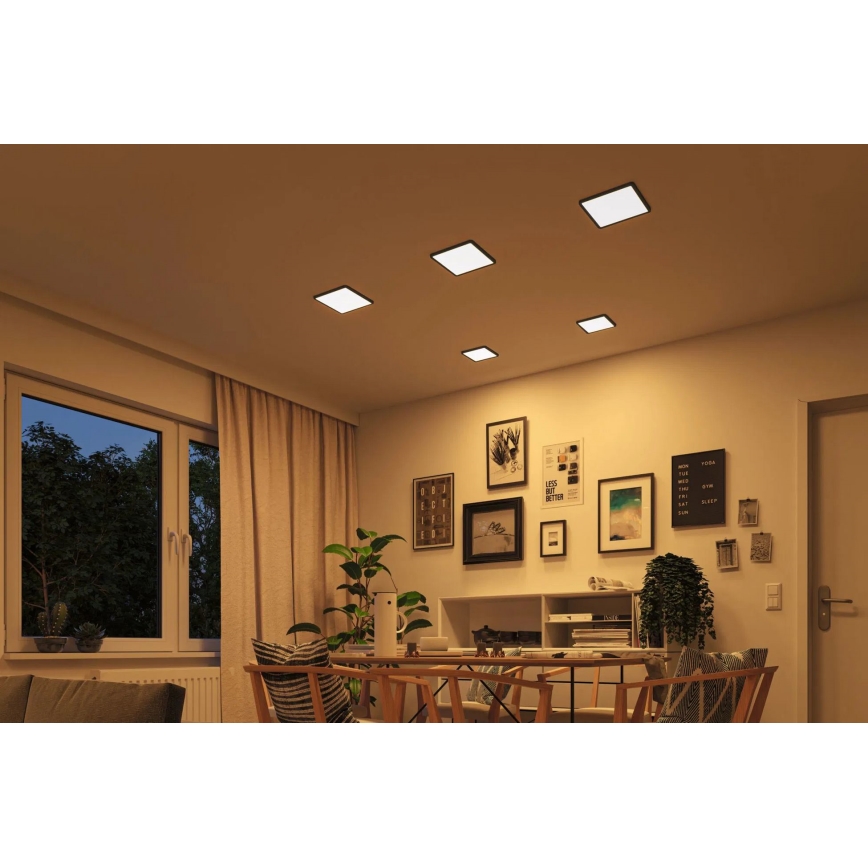 Paulmann 93101 - LED/13W IP44 AREO alakattoon asennettava kylpyhuoneen alasvalo 230V 2000/3000/4000K 17,5x17,5 cm musta