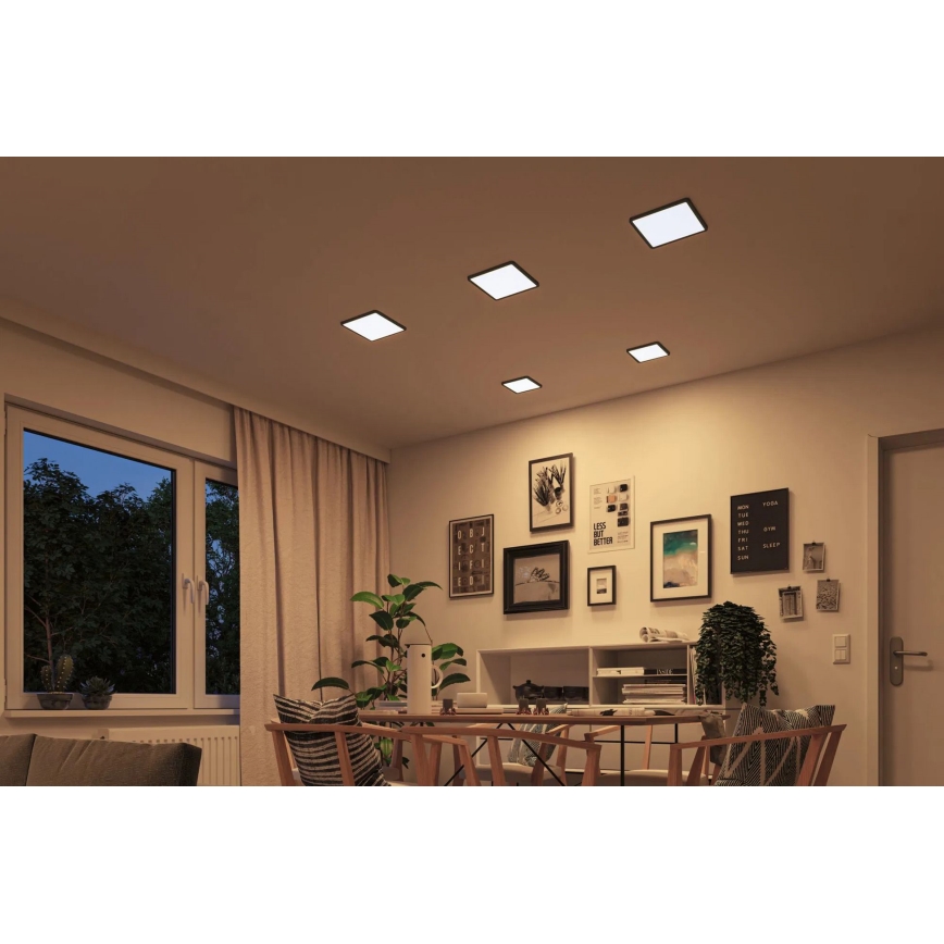 Paulmann 93101 - LED/13W IP44 AREO alakattoon asennettava kylpyhuoneen alasvalo 230V 2000/3000/4000K 17,5x17,5 cm musta