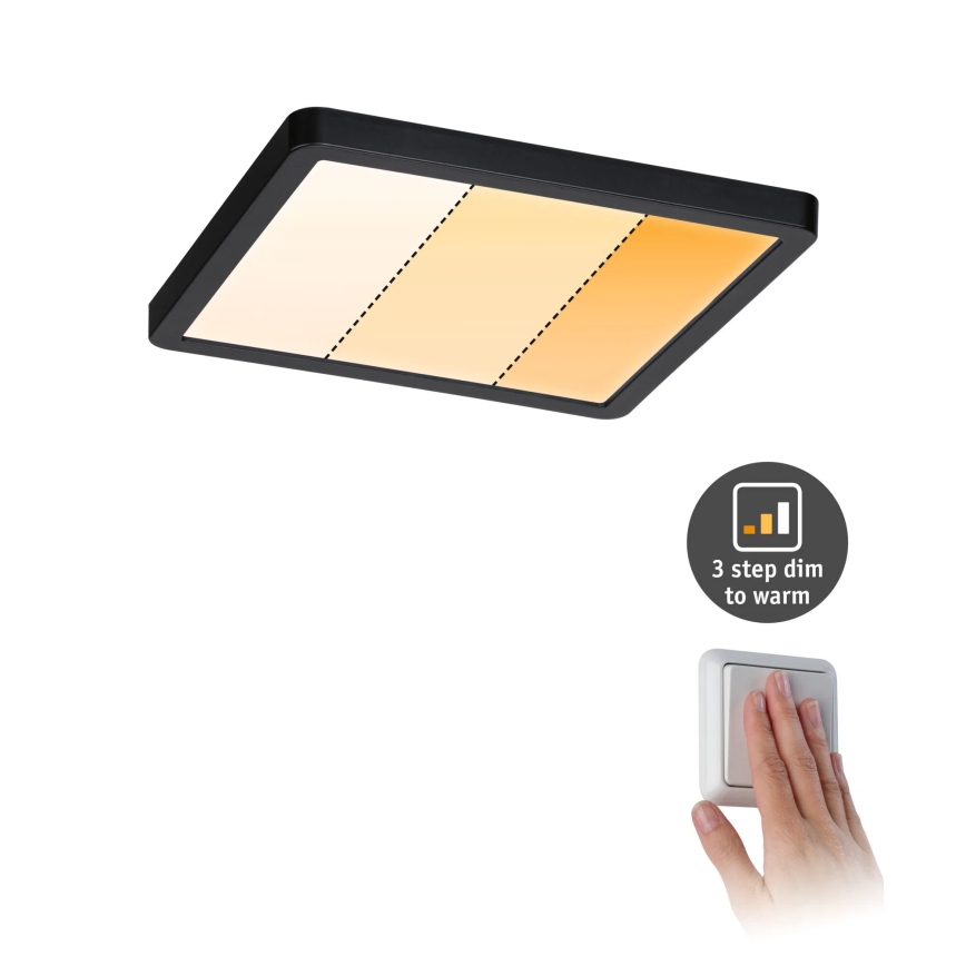 Paulmann 93101 - LED/13W IP44 AREO alakattoon asennettava kylpyhuoneen alasvalo 230V 2000/3000/4000K 17,5x17,5 cm musta