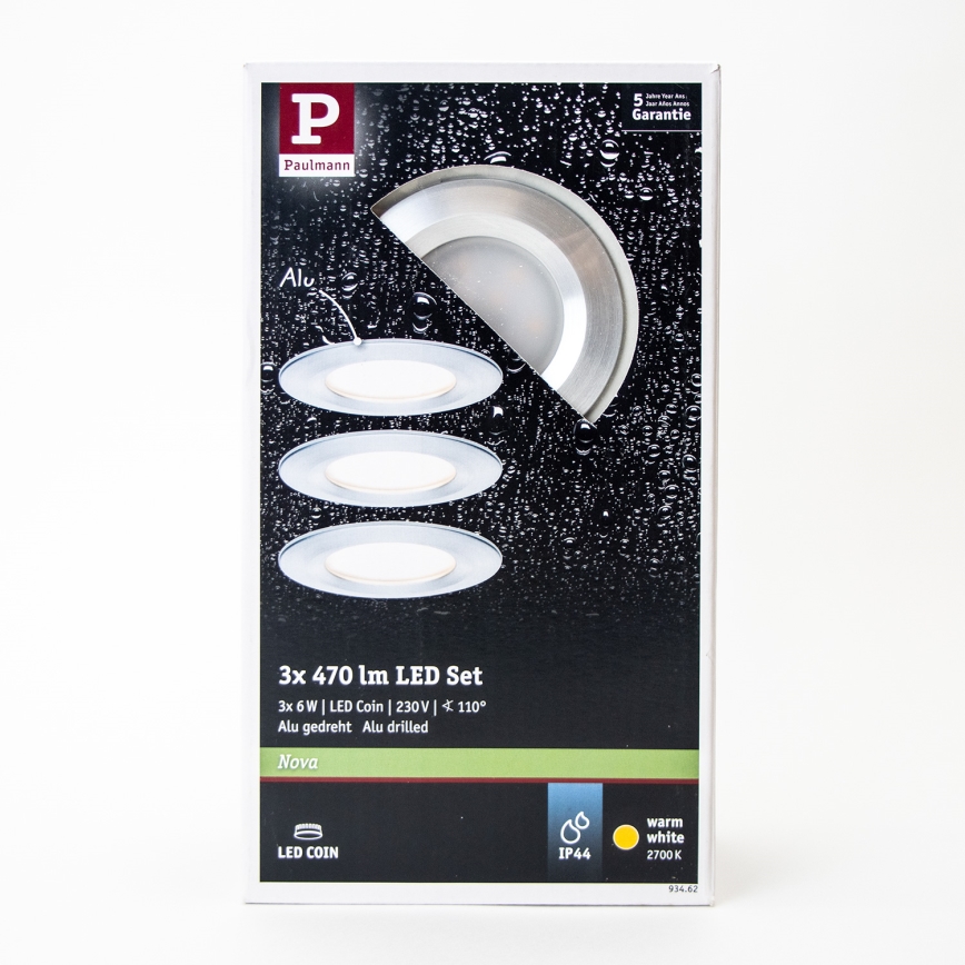 Paulmann 93462 - SETTI 3xLED/6W IP44 Kylpyhuoneen upotettu valo NOVA 230V