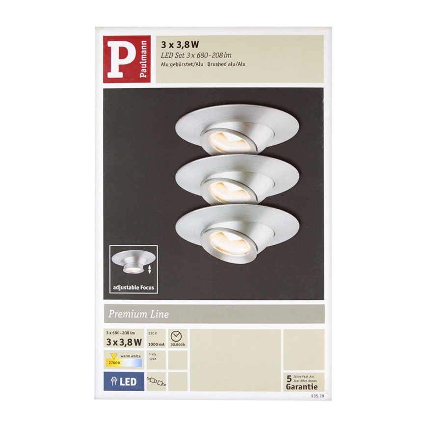 Paulmann 93579 - SETTI 3xLED/3,8W Upotettu valo PREMIUM 230V