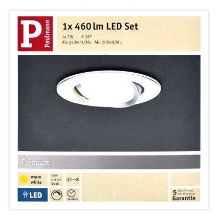 Paulmann 93602 - LED GU10 / 7W IP23 himmennettävä ja upotettava kylpyhuoneen valo NOVA 230V