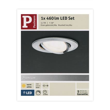 Paulmann 93603 - Upotettava spottivalo kylpyhuoneeseen NOVA LED-GU10/7W IP23 230V
