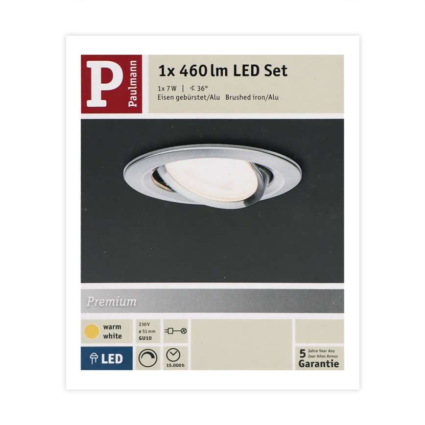 Paulmann 93603 - Upotettava spottivalo kylpyhuoneeseen NOVA LED-GU10/7W IP23 230V