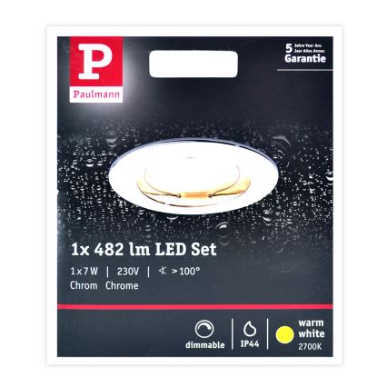 Paulmann 93959 - LED/7W IP44 Himmennettävä kylpyhuonevalo COIN 230V