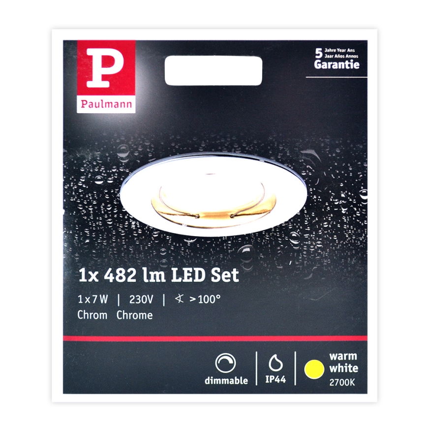 Paulmann 93959 - LED/7W IP44 Himmennettävä kylpyhuonevalo COIN 230V