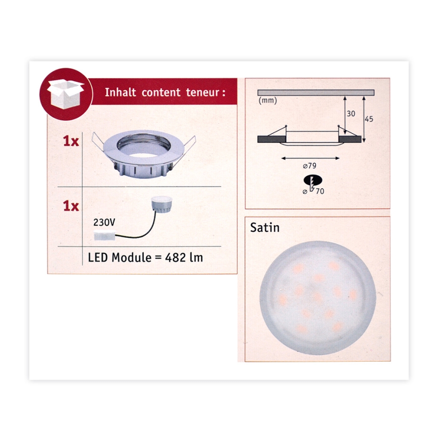 Paulmann 93959 - LED/7W IP44 Himmennettävä kylpyhuonevalo COIN 230V