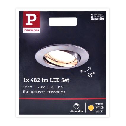 Paulmann 93963 - LED/7W IP23 Kylpyhuoneen himmennettävä upotettava valo COIN 230V