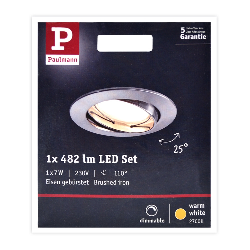 Paulmann 93963 - LED/7W IP23 Kylpyhuoneen himmennettävä upotettava valo COIN 230V