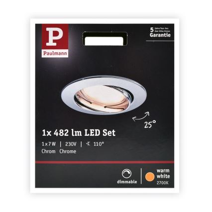 Paulmann 93965 - LED/7W Kylpyhuoneen himmennysvalo COIN 230V