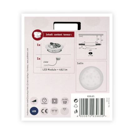 Paulmann 93965 - LED/7W Kylpyhuoneen himmennysvalo COIN 230V