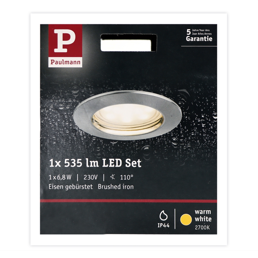 Paulmann 93975 - LED/6,8W IP44 Kylpyhuoneen upotettava valo COIN 230V