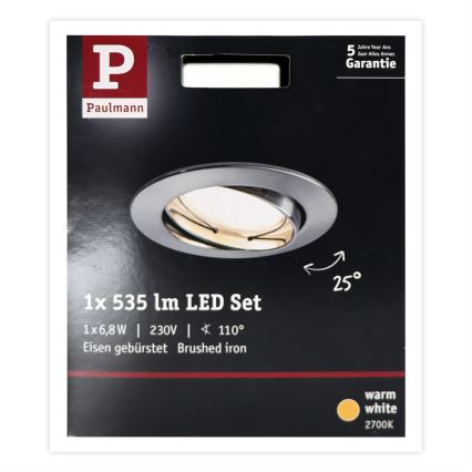 Paulmann 93979 - LED/6,8W IP23 Kylpyhuoneen upotettu valo COIN 230V
