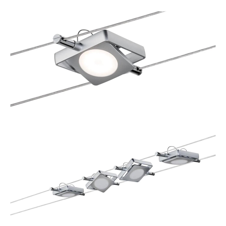 Paulmann 94107 - Sarja 4xLED/4,3W kohdevalaisimia lankajärjestelmään MAC 230V mattakromi
