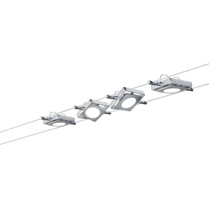 Paulmann 94107 - Sarja 4xLED/4,3W kohdevalaisimia lankajärjestelmään MAC 230V mattakromi