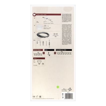 Paulmann 94134 - SETTI 5xGU5,3/10W Kohdevalo johtosysteemiin MAC 230V valkoinen