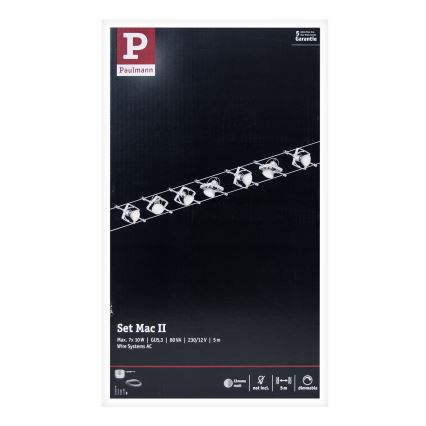 Paulmann 94152 - SETTI 7xGU5,3/10W Kohdevalo johtosysteemiin MAC 230V mattakromi