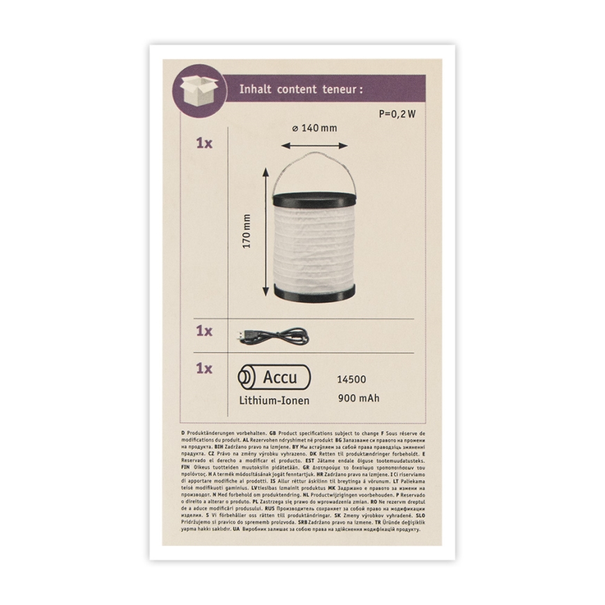 Paulmann 94169 - LED/0,2W IP44 Koristevalo ulkokäyttöön MOBILE 3,7V