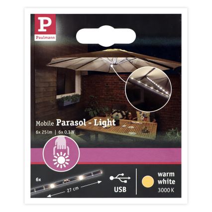 Paulmann 94219 - LED/1,8W Päivänvarjo valaistus 5V/USB