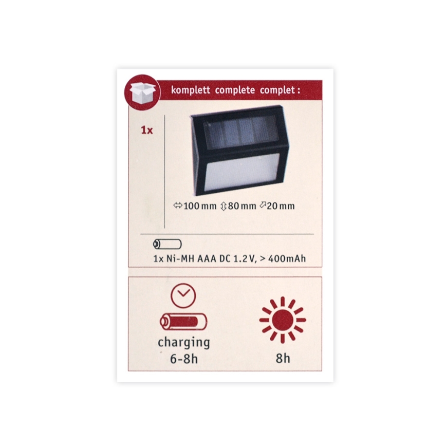 Paulmann 94234- LED/0,05W IP44 Ulkoaurinkovalo anturilla DAYTON 1,5V