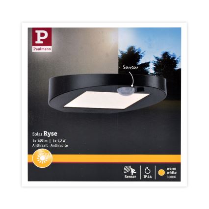 Paulmann 94246 - LED/1,2W IP44 Ulkoaurinkovalo anturilla RYSE 3,7V