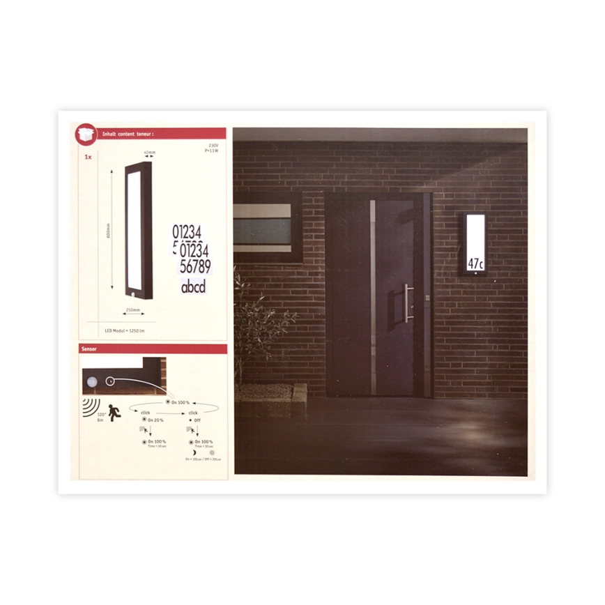 Paulmann 94256_1 - LED/10W IP44 Ulkokattovalo anturilla 230V