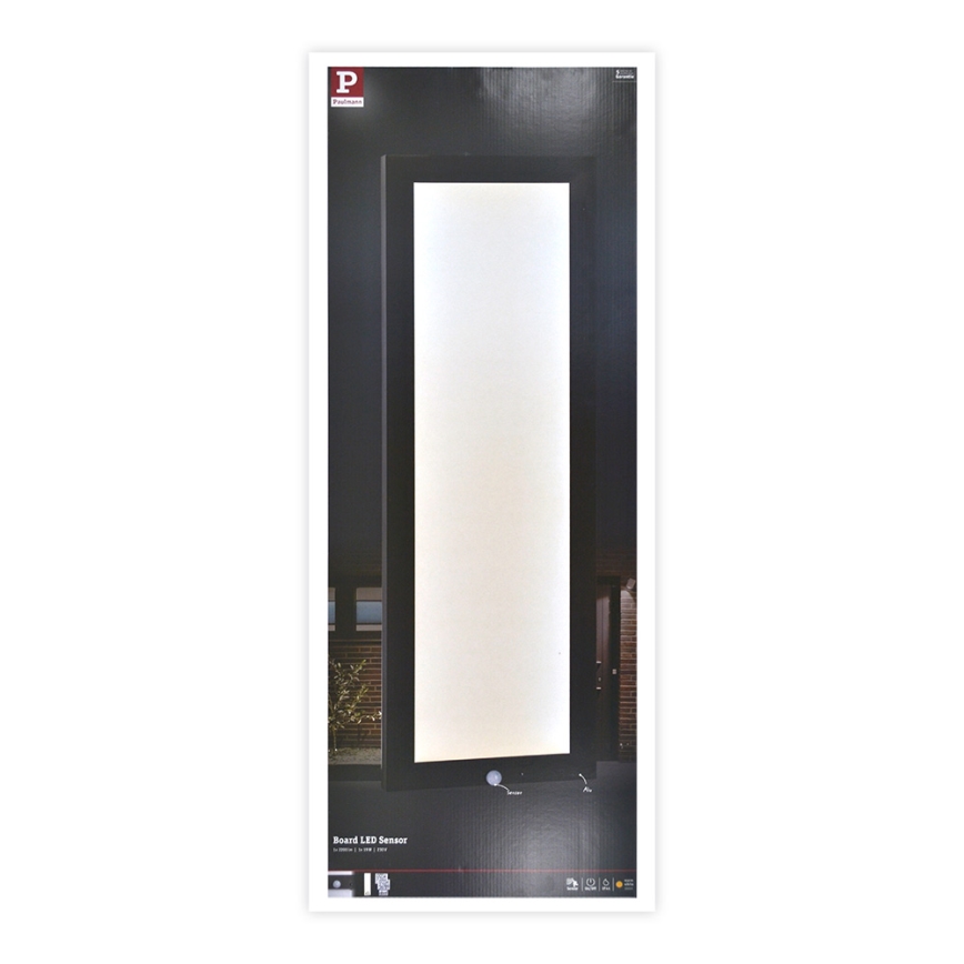 Paulmann 94257_1 - LED/19W IP44 Ulkokattovalo anturilla 230V