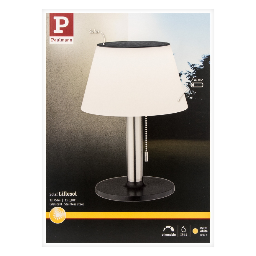 Paulmann 94309 - LED/0,8W IP44 Himmennettävä aurinkokennolamppu LILLESOL 3,7V