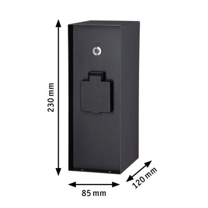 Paulmann 94315 -Ulkopistorasiapylväs hämäräsensori RIO 3Z SCHUKO 230V IP44
