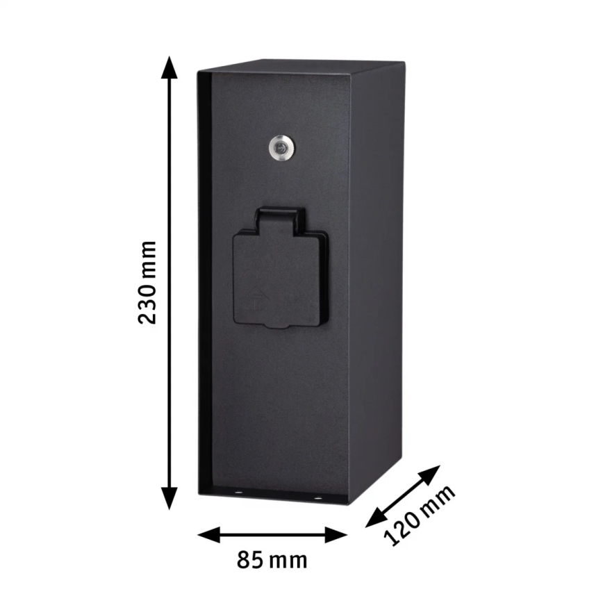 Paulmann 94315 -Ulkopistorasiapylväs hämäräsensori RIO 3Z SCHUKO 230V IP44