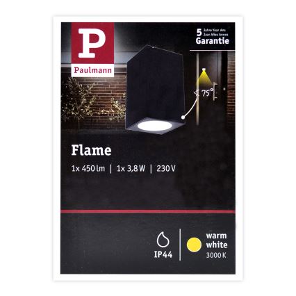 Paulmann 94327 - LED/3,8W IP44 Ulkoseinävalaisin FLAME 230V antrasiitti