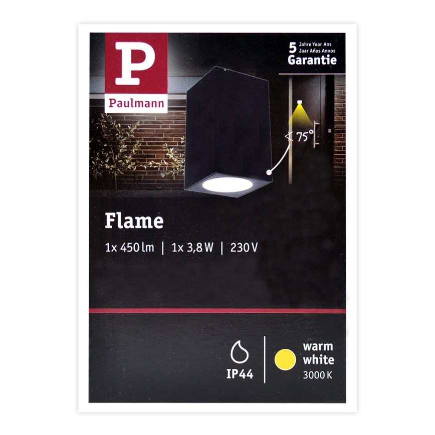 Paulmann 94327 - LED/3,8W IP44 Ulkoseinävalaisin FLAME 230V antrasiitti