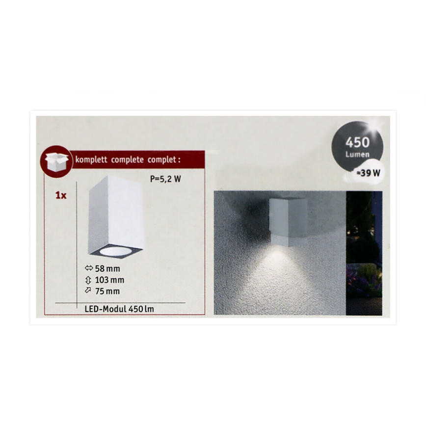 Paulmann 94329 - LED/3,8W IP44 Ulkoseinävalaisin FLAME 230V valkoinen