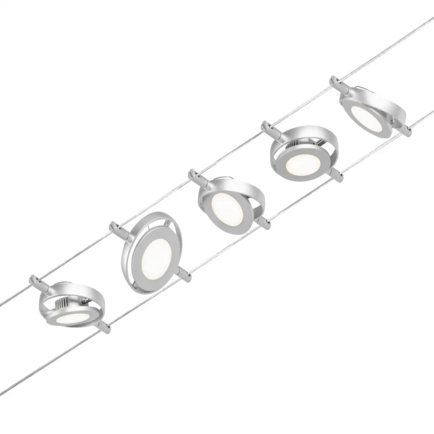 Paulmann 94414 - SETTI 5xLED/4,5W Kohdevalo johtosysteemiin ROUNDMAC 230V kiiltävä kromi
