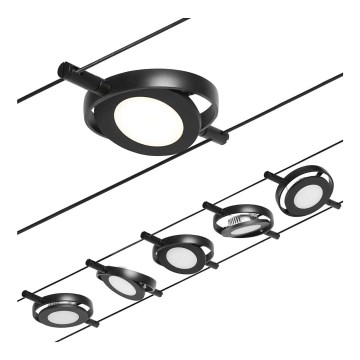 Paulmann 94418 - SETTI 5xLED/4,5W Kohdevalo johtosysteemiin ROUNDMAC 230V musta