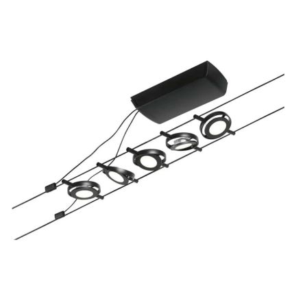 Paulmann 94418 - SETTI 5xLED/4,5W Kohdevalo johtosysteemiin ROUNDMAC 230V musta