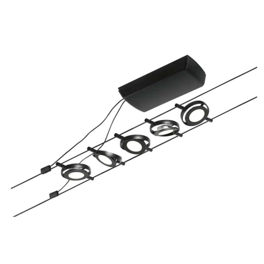 Paulmann 94418 - SETTI 5xLED/4,5W Kohdevalo johtosysteemiin ROUNDMAC 230V musta
