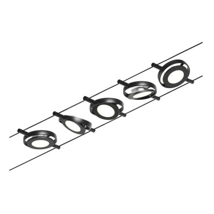 Paulmann 94418 - SETTI 5xLED/4,5W Kohdevalo johtosysteemiin ROUNDMAC 230V musta