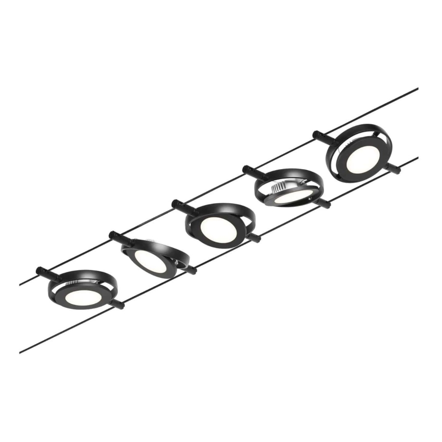 Paulmann 94418 - SETTI 5xLED/4,5W Kohdevalo johtosysteemiin ROUNDMAC 230V musta