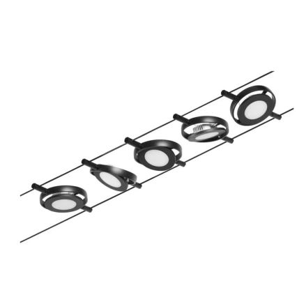 Paulmann 94418 - SETTI 5xLED/4,5W Kohdevalo johtosysteemiin ROUNDMAC 230V musta