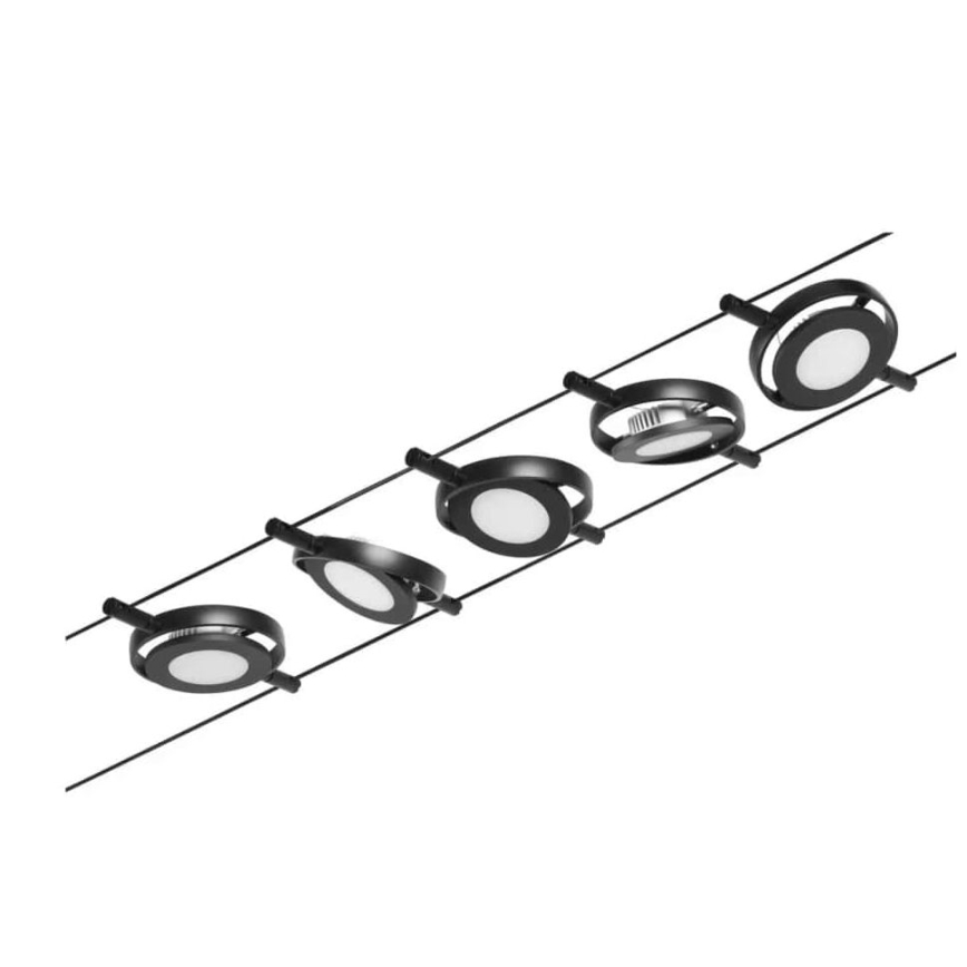 Paulmann 94418 - SETTI 5xLED/4,5W Kohdevalo johtosysteemiin ROUNDMAC 230V musta